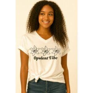 White 'Opulent Vibe' Graphic T-Shirt